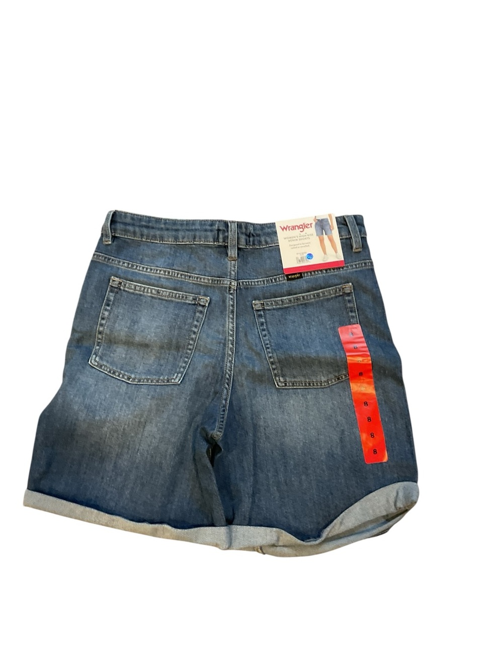 Wrangler Womens High Rise Denim Shorts Blue Rolled Hem Size 8 NEW